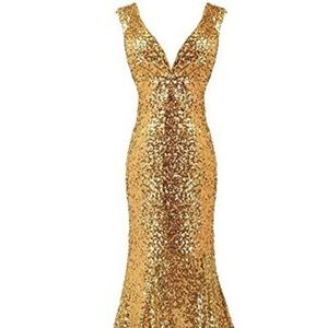 Gold Sequin Formal Dress